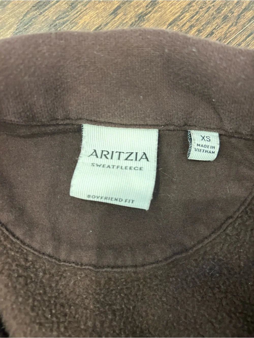 Aritzia Women's Half-Zip Sweatshirt - Dark Brown - Picture 2 of 3